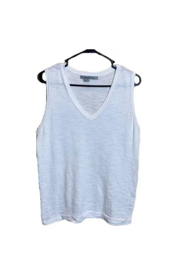 White V-neck Sleeveless Top
