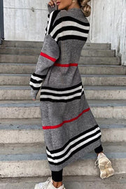 Casual Street Striped Patchwork V Neck Outerwear