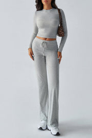 Casual Sports Style Slim Fit Long Sleeve Top Two Piece Set