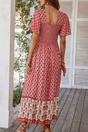 Ethnic-style printed square-neck dress