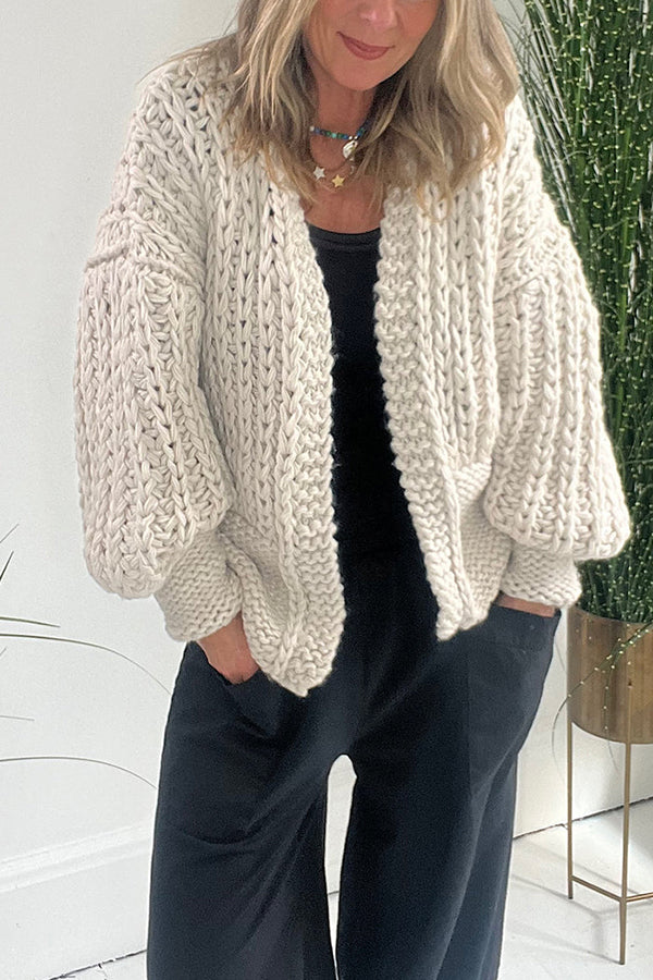 Touch of Fall Ballnoon Sleeve Loose Cardigan