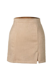 High-waist zipper autumn and winter A-line solid color skirt