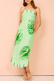 Strapless Printed Bodycon Midi Skirt