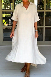 Classy Plain Half Sleeve Midi Dress