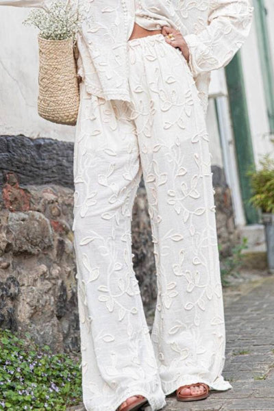 Unique Holiday Style Jacquard Casual Loose Wide Leg Pants