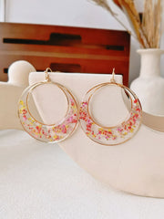 Queen Anne Lace Dried Flowers Large Hoop Earrings