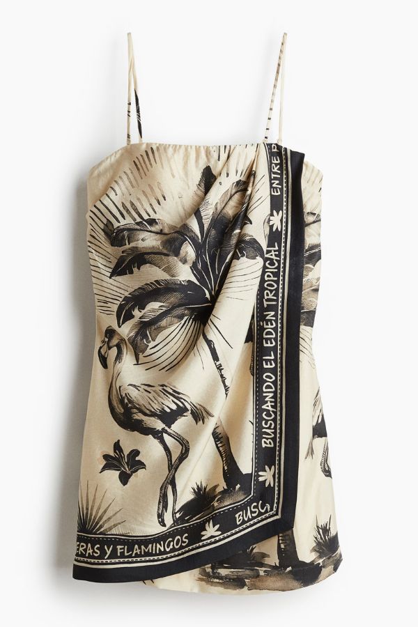 Flora Flamingo Print Halter Backless Mini Dress