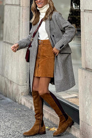 casual plaid trench coat