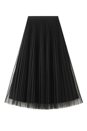 Reversible pleated a-line gauze skirt