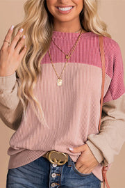 Colorblock corduroy long-sleeve top