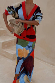 Abstract Geometric Pattern Knitted Jacket
