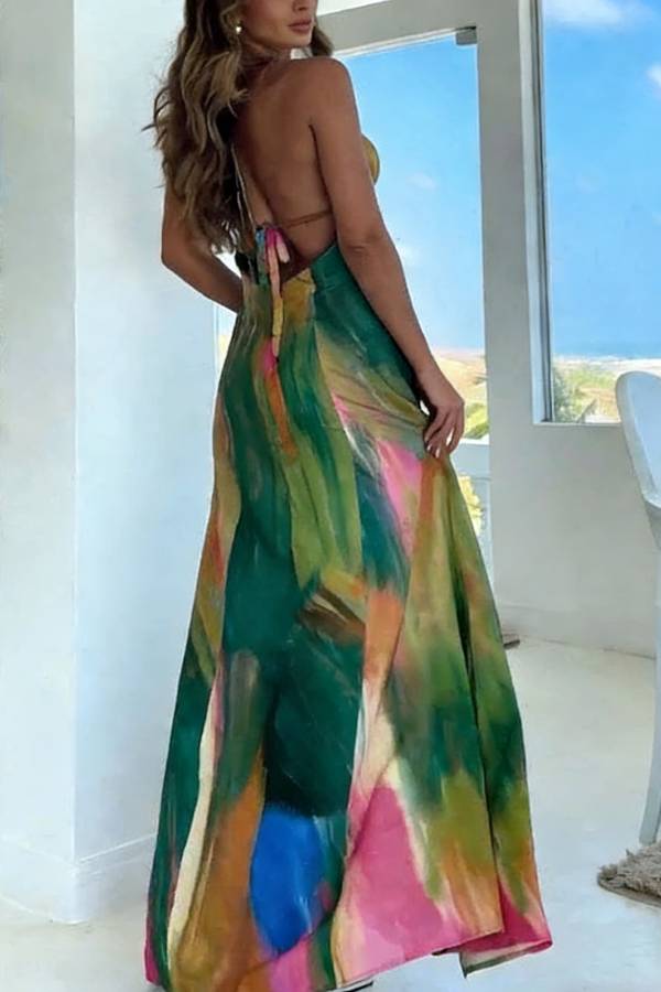 Delicate Satin Floral Print Single Breasted Midi Dress