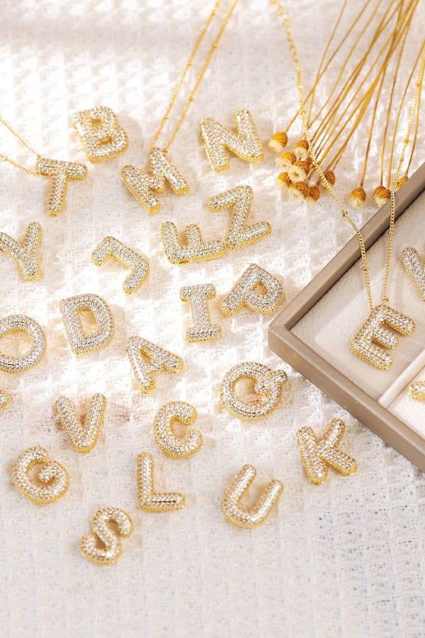 Pavl Bubble Letter Monogram Necklace