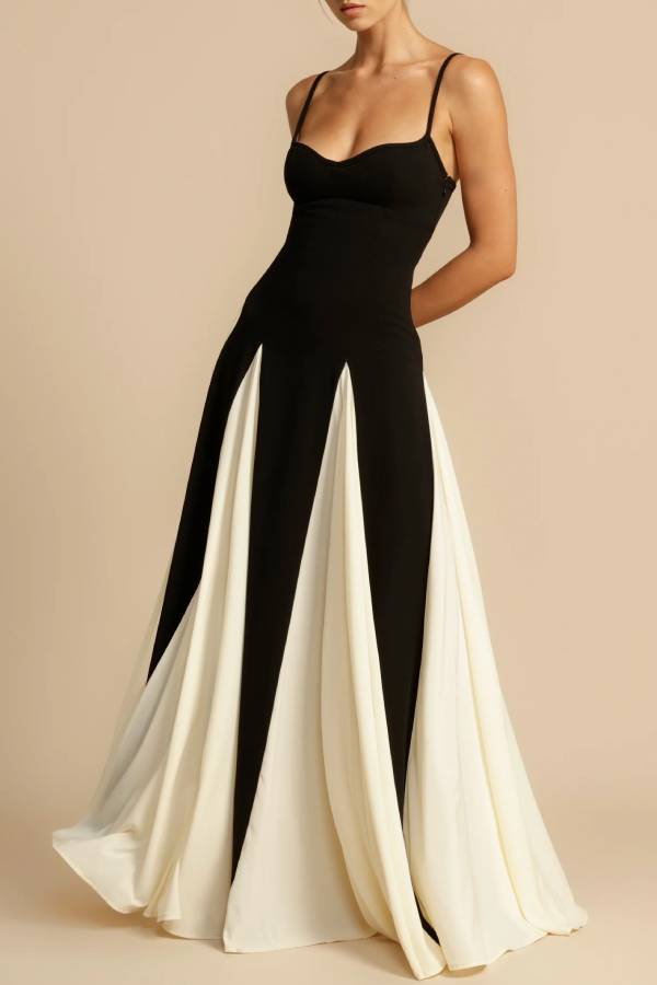Timeless Elegance Panelled Tulle A-line Slip Maxi Dress