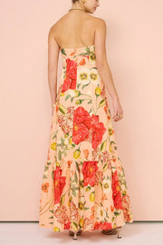 Strapless Maxi Dress in Raspberry Punch Floral