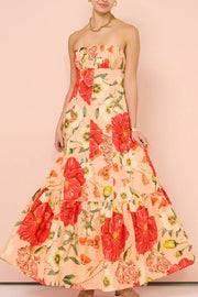 Strapless Maxi Dress in Raspberry Punch Floral