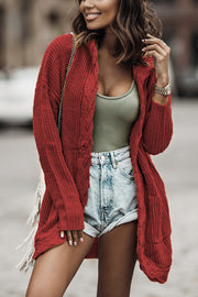 Curved Braid Pocket Cardigan Sweater