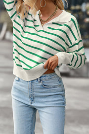 Frenchy Striped Pattern Drop Shoulder Sweater