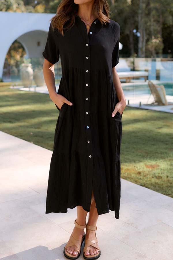 Morgana Casual Button Short Sleeve Dress
