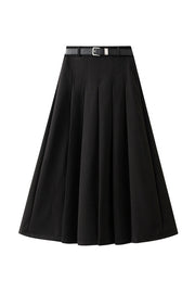 Designed wide pleated woolen pleated skirt