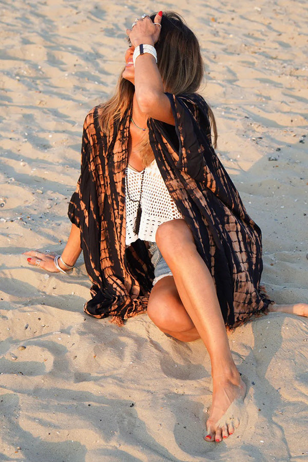 Beach vacation print tassel loose sun protection clothing