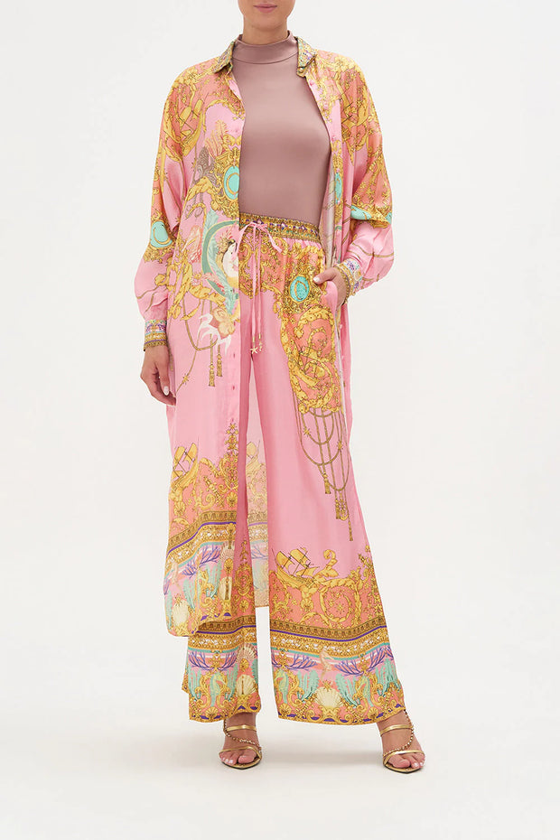 Unique Print Long Sleeve Loose Shirt and Elastic Waist Pants Set