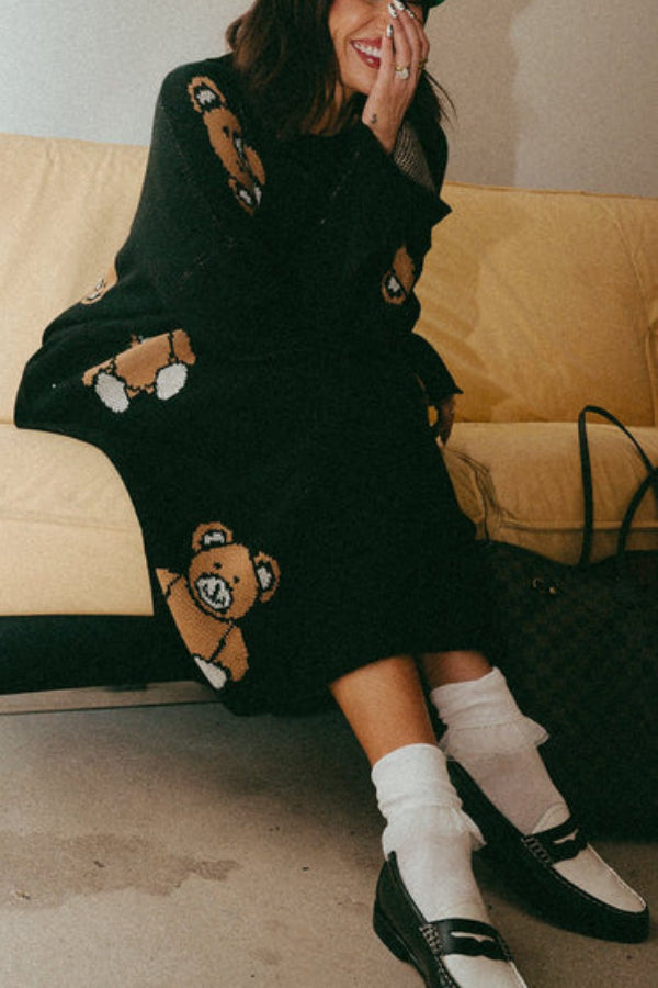 Literally Limitless Oversized Knit Dress in Teddy Bears