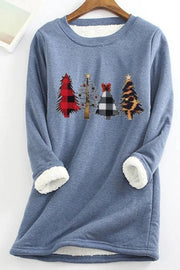 Warm Christmas Tree Print Long Sleeve Shirt Thermal Underwear