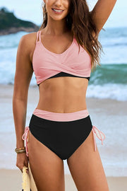 Fashionable high waist stretch bikini swimsuit