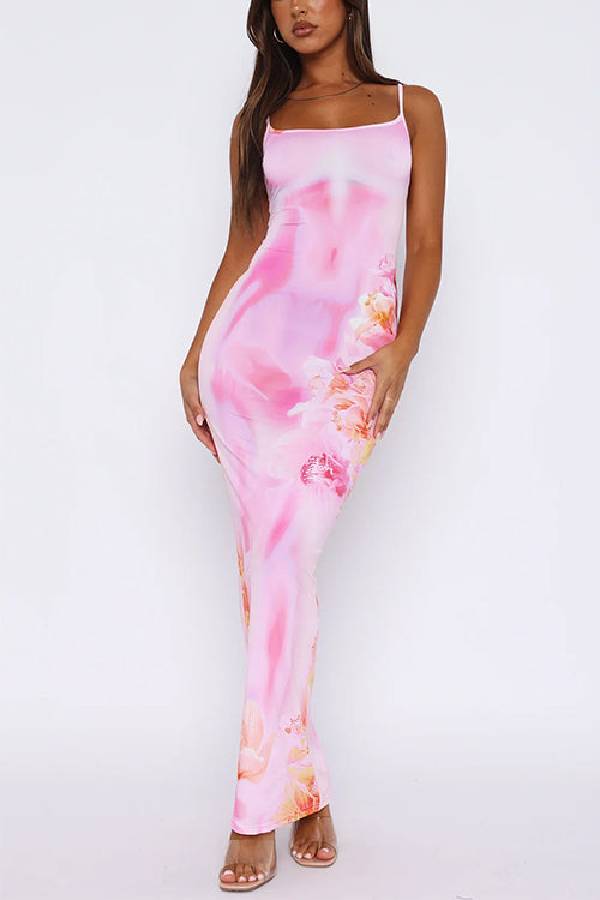 Sherbet Print Bodycon Maxi Cami Dress