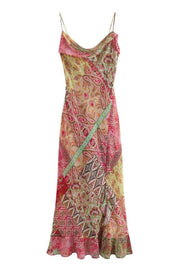 Printed Fishtail High Waist Mid-length Suspender Dress