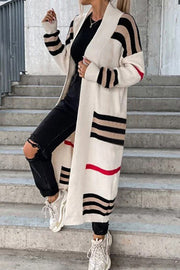 Casual Street Striped Patchwork V Neck Outerwear