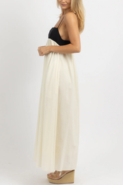 Linen Blend Sexy Sling Backless Contrast Maxi Dress