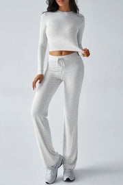 Casual Sports Style Slim Fit Long Sleeve Top Two Piece Set