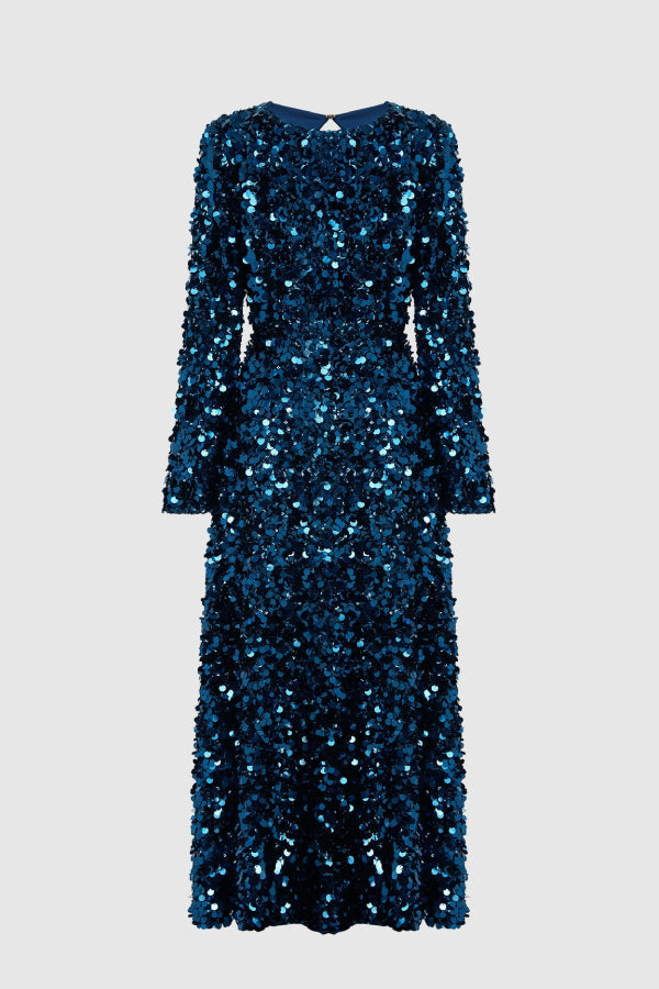 Kylie Sequin Open Back Maxi Dress