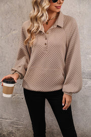 Lapel textured pullover sweatshirt