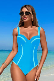 One-piece Patchwork Strap Swimsuit