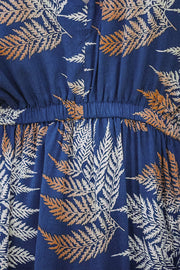 V-Neck Tropical Leaf Print Cover-Up Dress