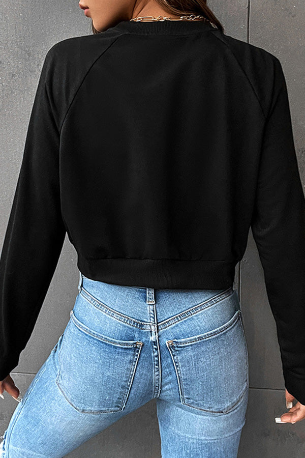 Cropped cropped crewneck letter sweatshirt