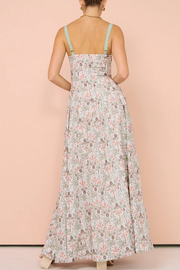 Floral Halter Waist Flat Collar Long Dress