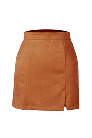 High-waist zipper autumn and winter A-line solid color skirt