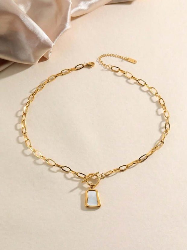 Gold-Plated Geometric Square Necklace