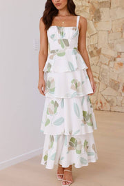 Autumn Maxi Dress - White/Green Floral