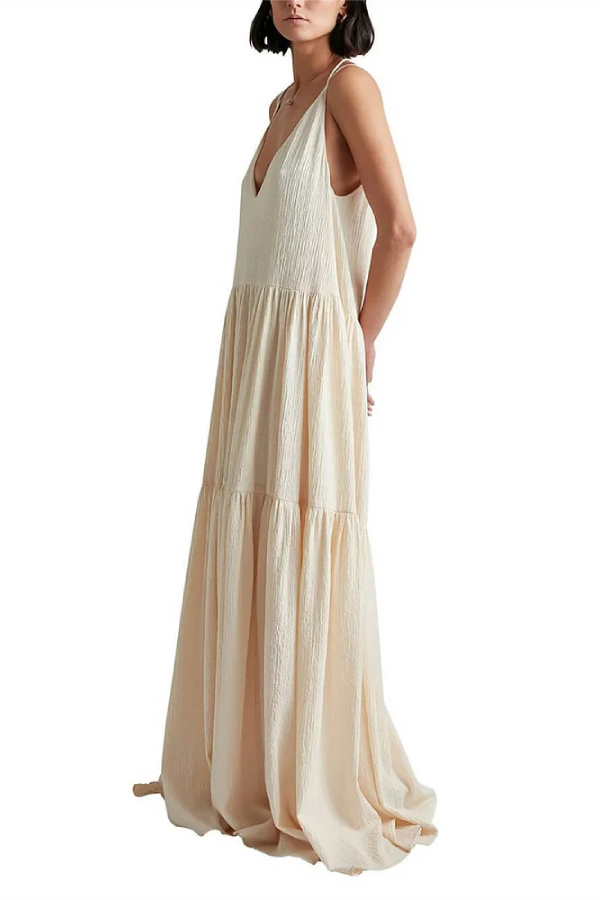 Elegant Resort Deep V-Neckline Strappy Maxi Dress