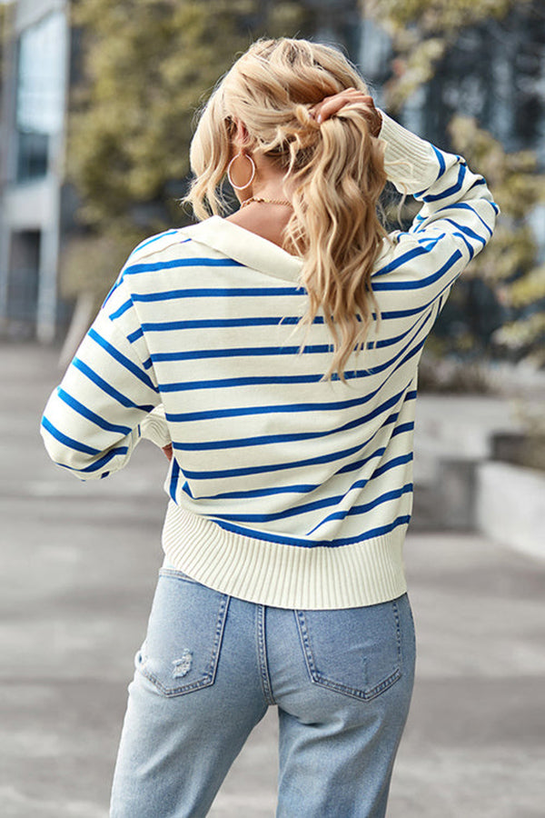 GIVE YOU JOY STRIPED LONG SLEEVE KNIT SWEATER - 4 COLORS