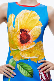 Full of Surprises Contrast Color Flower Unique Print Tank Loose Mini Dress