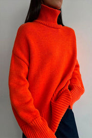 Turtleneck Drop Shoulder Slouchy Knitting Sweater