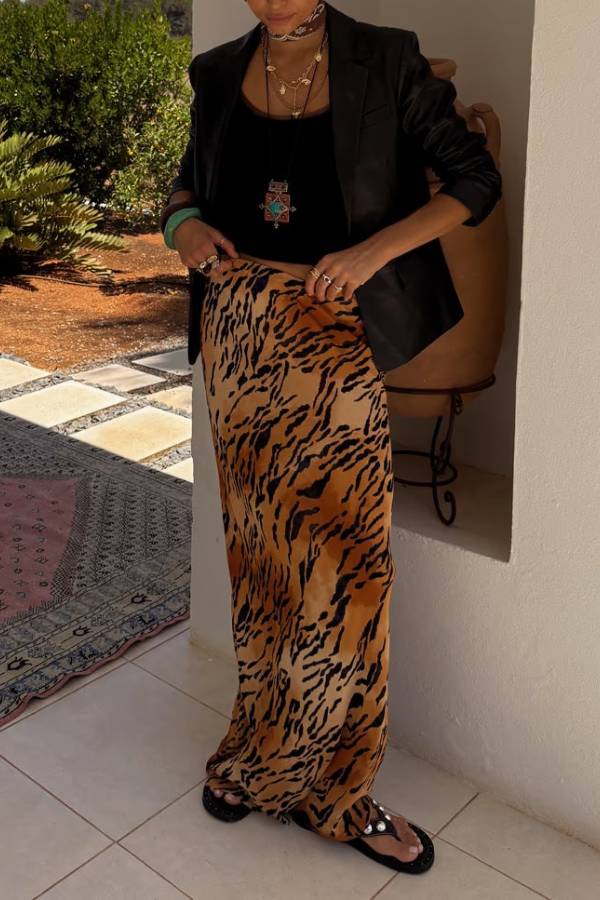 Animal Sheer Maxi Skirt