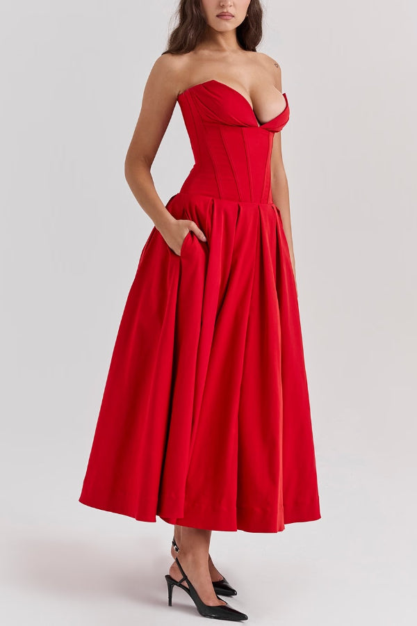 Milady strapless Midi Dress