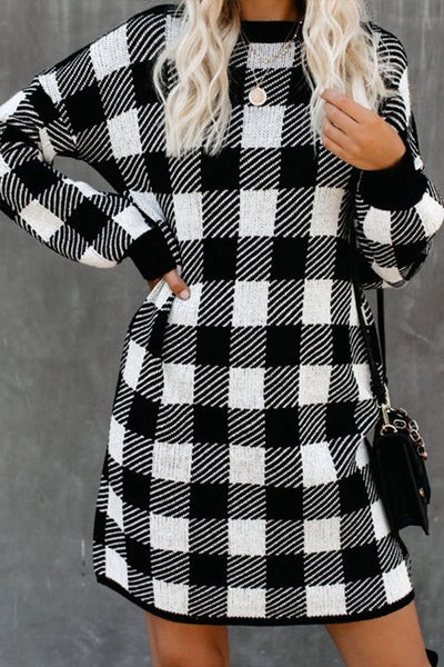 ALL AT ONCE GINGHAM SWEATER DRESS - 2 COLORS